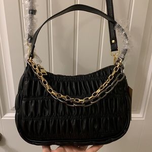 Prada Like Steve Madden Black Crinkle Leather Crossbody